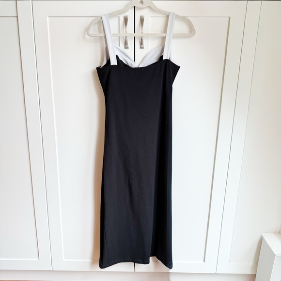 Reformation Nelle Knit Midi Dress - Black/White Contrast - XL - Picture 6 of 7